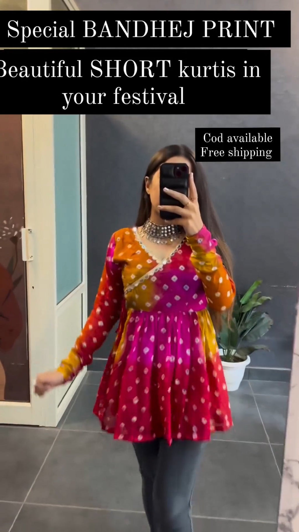 Women Special Bandhej Print Short Kurti for Women – Festive Ethnic Wear Top