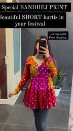 Women Special Bandhej Print Short Kurti for Women – Festive Ethnic Wear Top