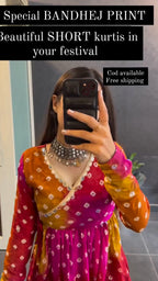 Women Special Bandhej Print Short Kurti for Women – Festive Ethnic Wear Top
