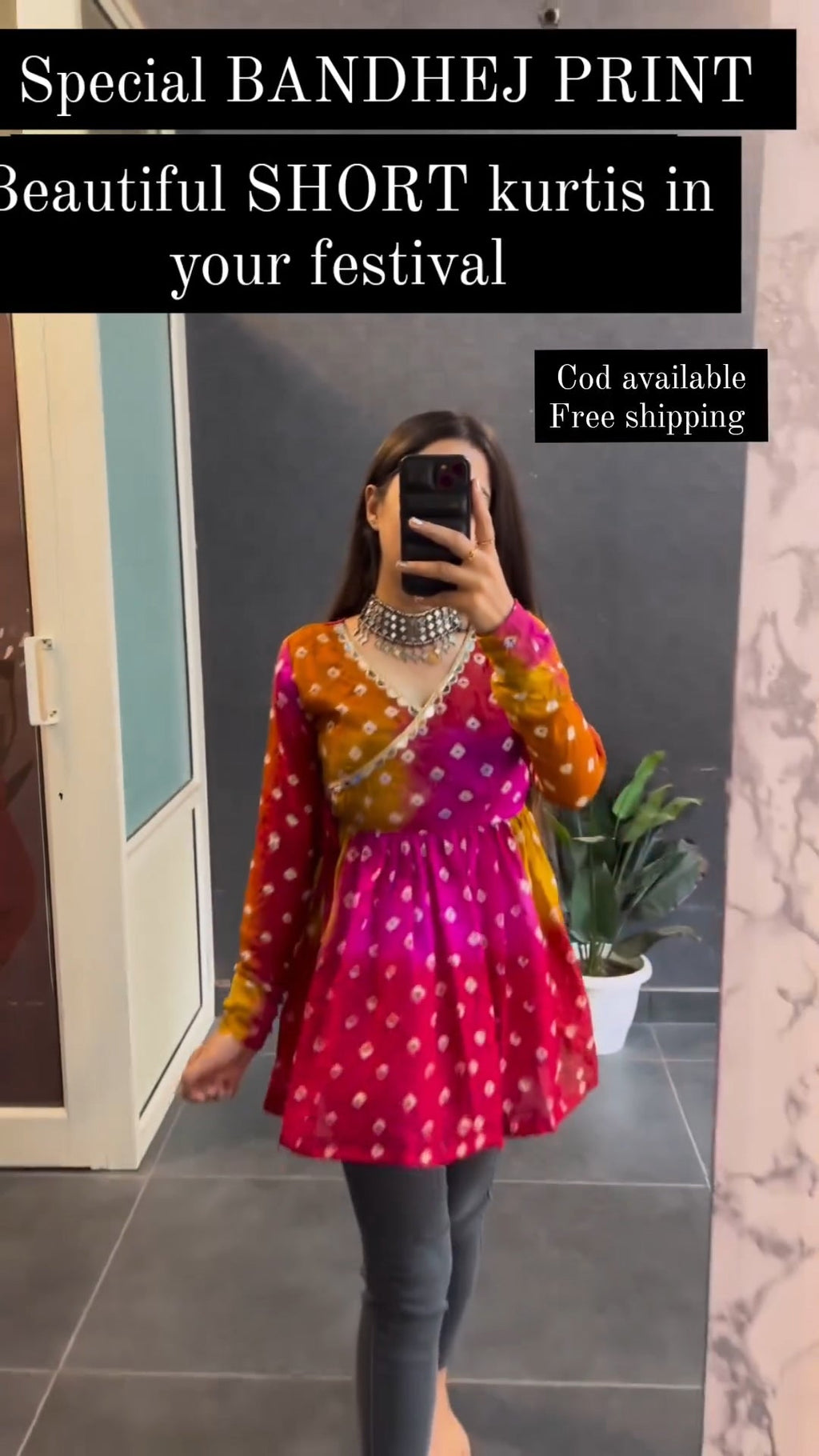Women Special Bandhej Print Short Kurti for Women – Festive Ethnic Wear Top