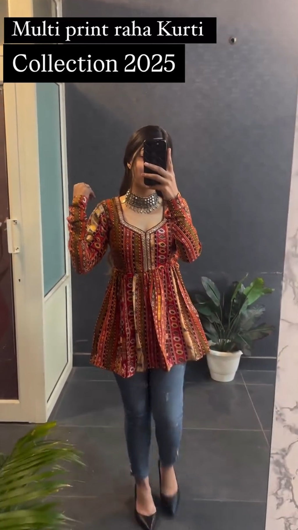 Women Multi Print Flared Kurti Top | Stylish Ethnic Short Kurti for Women | Casual & Festive Wear Kurti