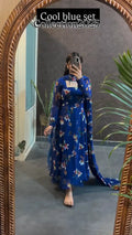 Summer Friendly Floral Fantasy Royal Blue Ethnic Set