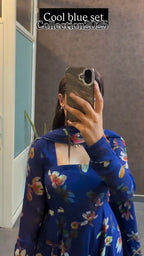Summer Friendly Floral Fantasy Royal Blue Ethnic Set