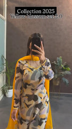 Yellow Blossom Printed Kurta Set With Dupatta