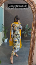 Yellow Blossom Printed Kurta Set With Dupatta