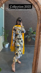 Yellow Blossom Printed Kurta Set With Dupatta
