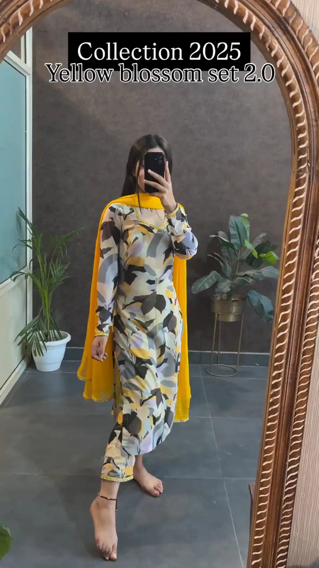 Yellow Blossom Printed Kurta Set With Dupatta