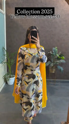 Yellow Blossom Printed Kurta Set With Dupatta
