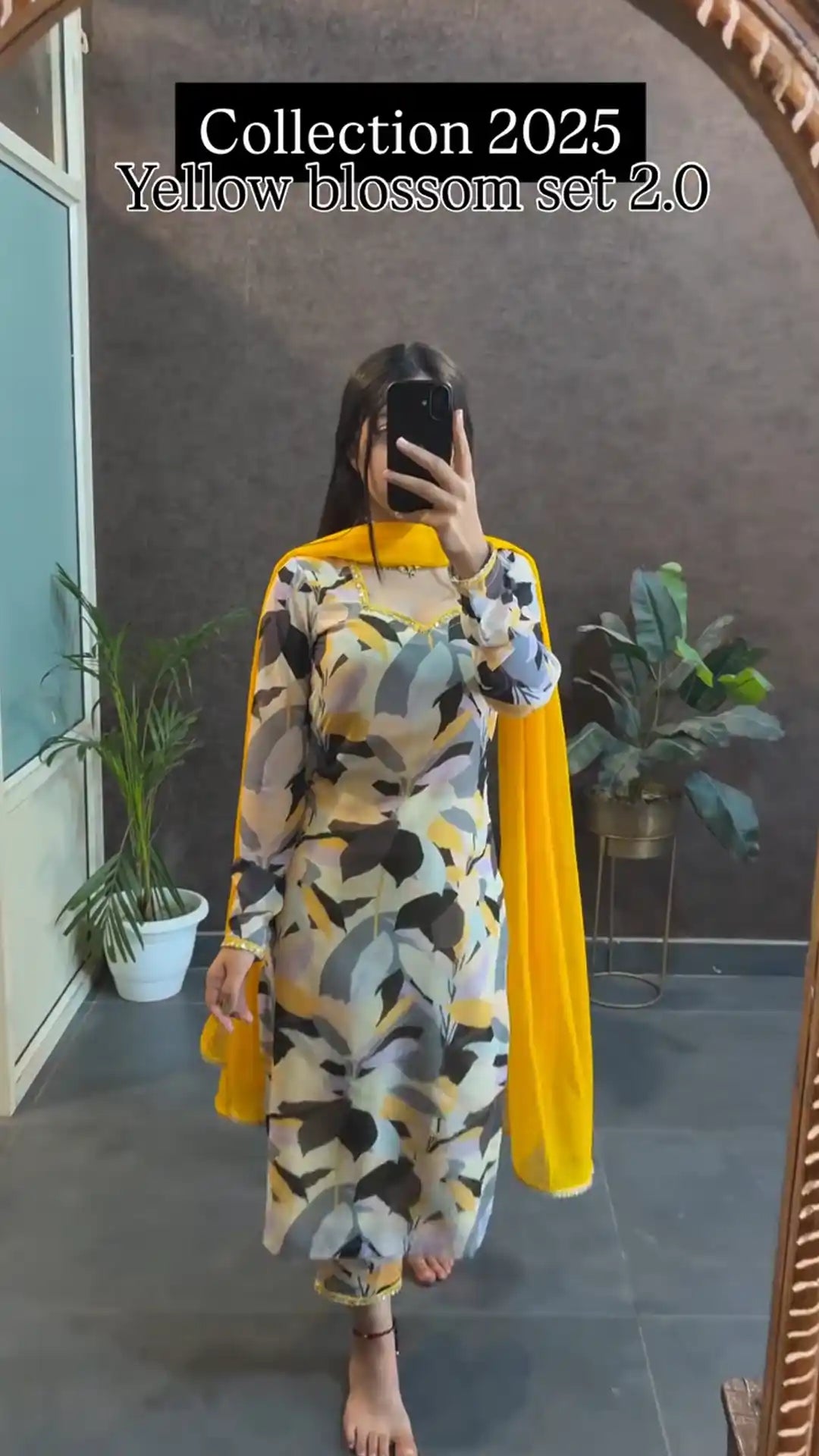 Yellow Blossom Printed Kurta Set With Dupatta
