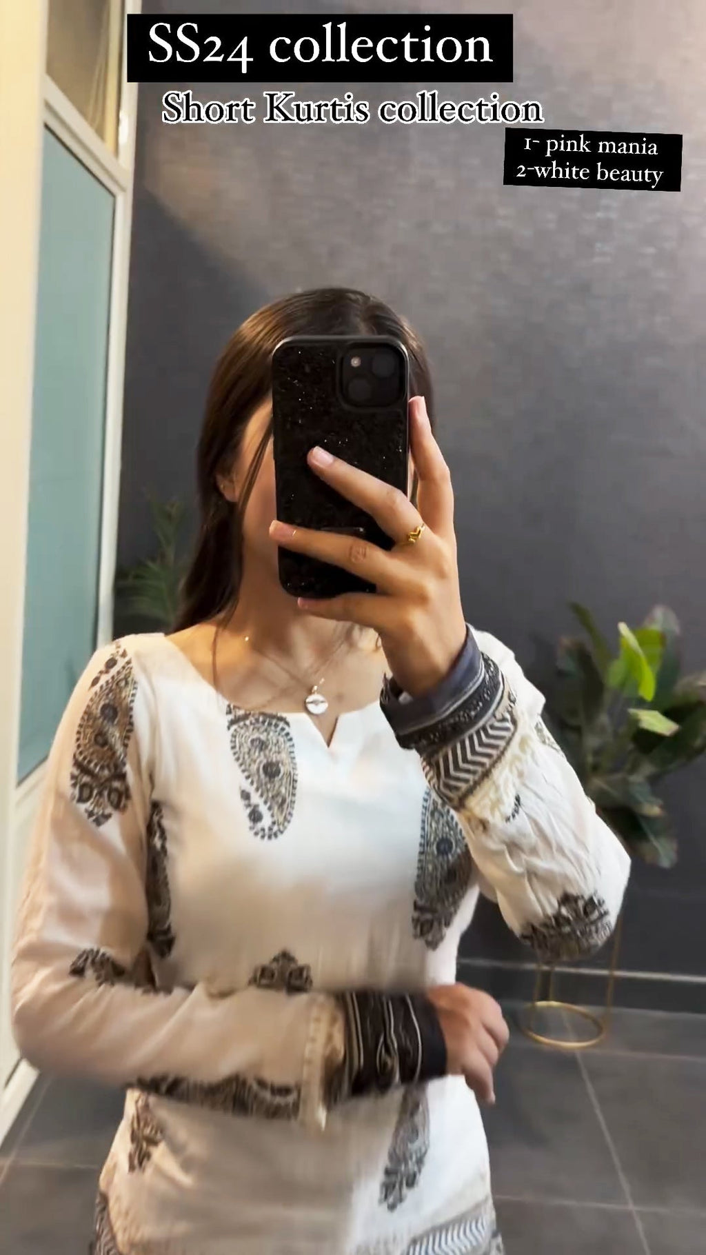White & Black Printed Short Kurti for Women – Elegant Everyday Ethnic Top