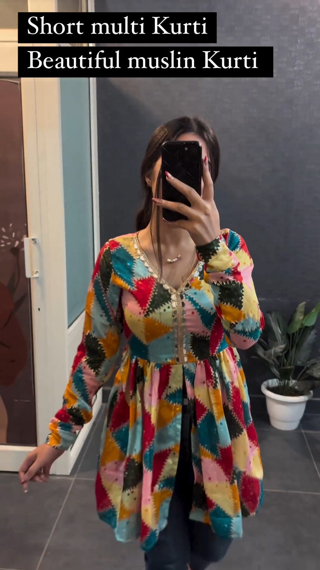 Women Multi Print Flared Kurti Top
