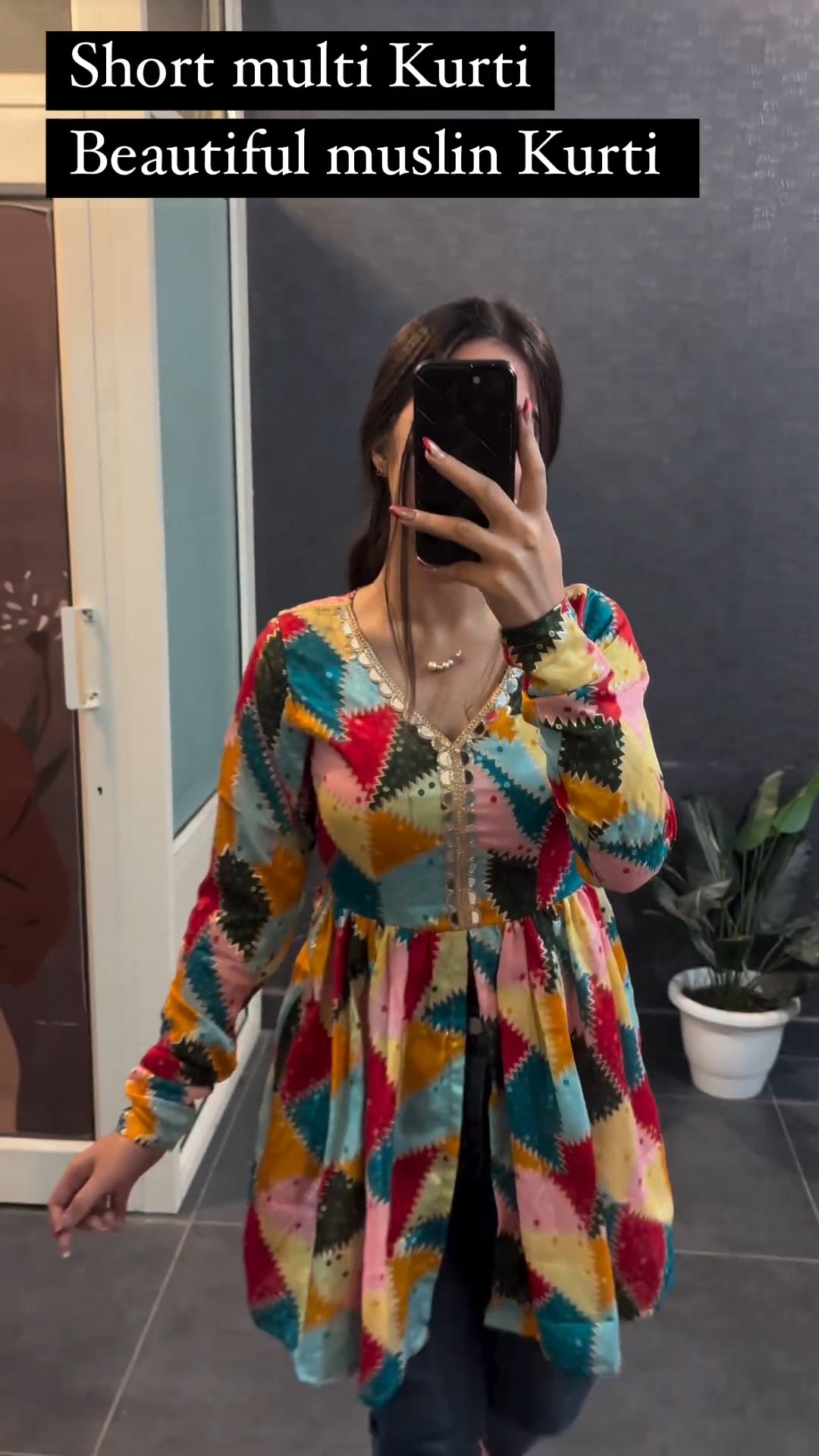 Women Multi Print Flared Kurti Top