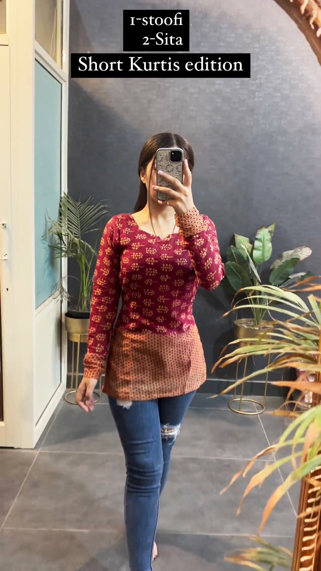 Women Rust Printed Short Kurti for Women – Trendy Indo-Western Ethnic Top