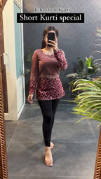 Jisha Short Kurti for Women – Designer Printed Ethnic Top (Maroon)