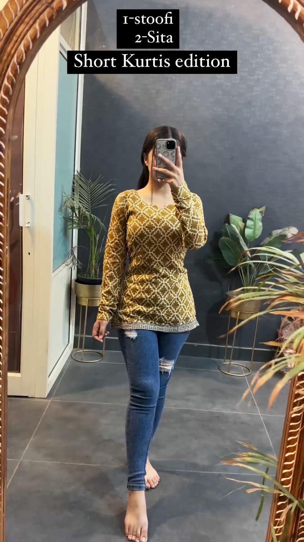 Women Mustard Printed Short Kurti for Women – Stylish Everyday Ethnic Top