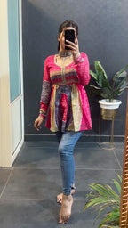 Women Multi Print Bandhej Short Kurti for Women – Cute Tara Style Top.