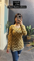 Women Mustard Printed Short Kurti for Women – Stylish Everyday Ethnic Top