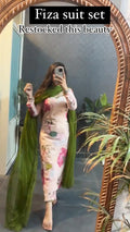 Multicolor Straight Fiza Full Sleeves Kurta And Pant Set With Dupatta
