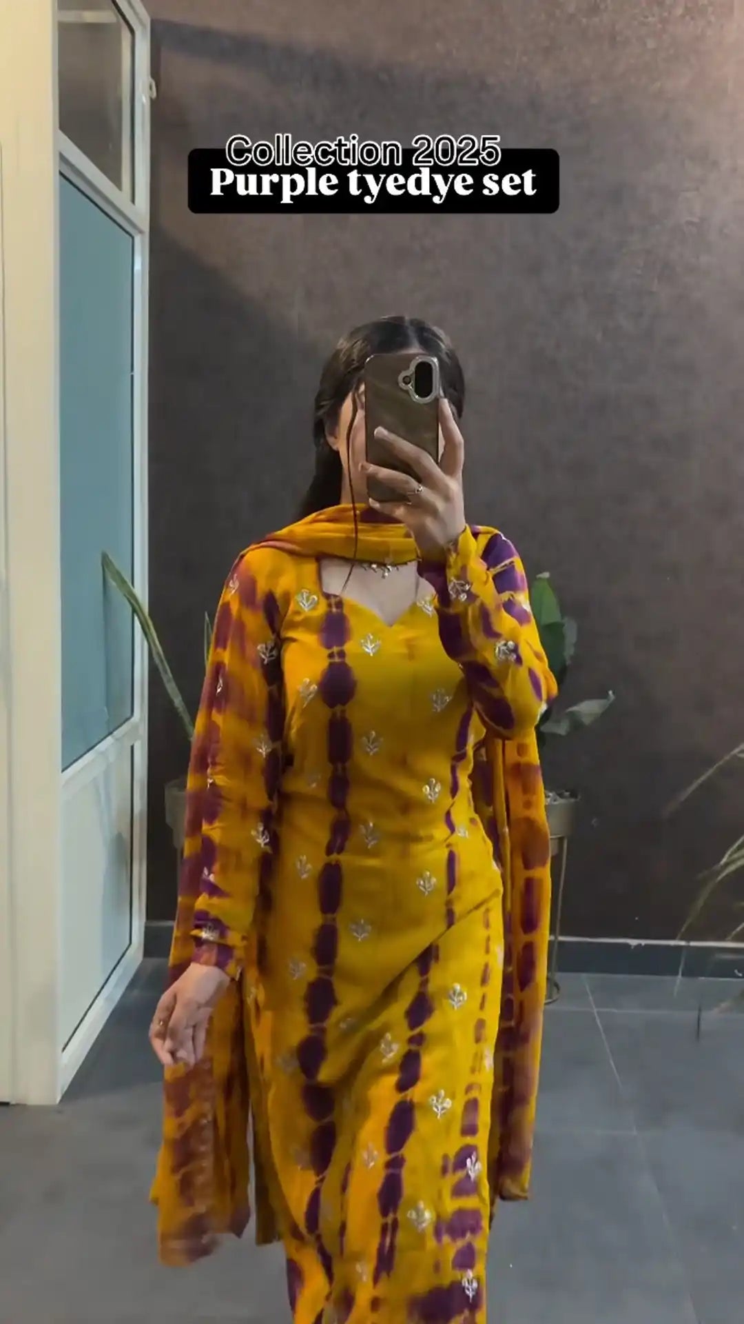 Royal Purple Mustard Tie-Dye Suit Set