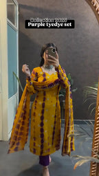 Royal Purple Mustard Tie-Dye Suit Set
