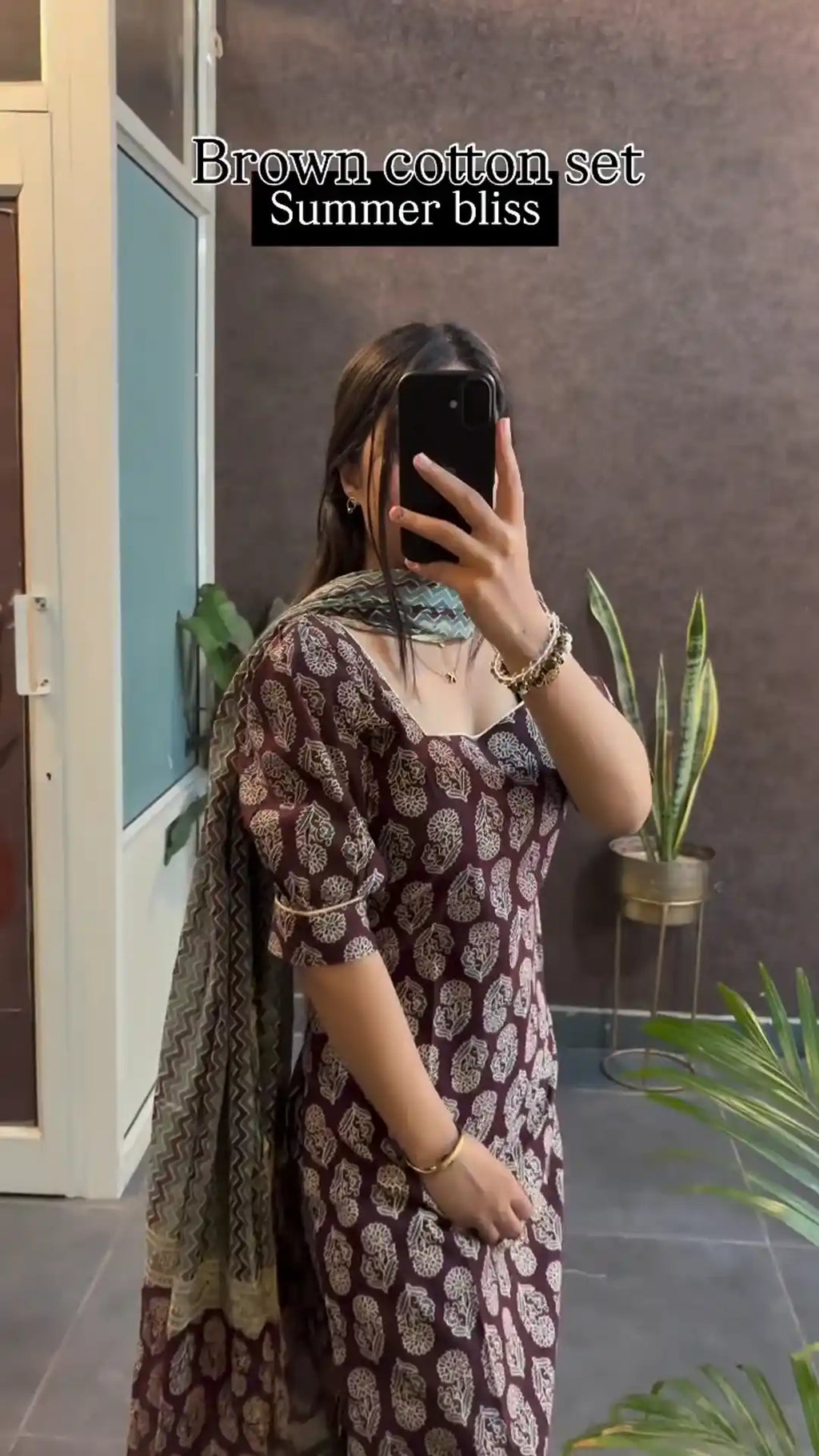 Brown Cotton Set Summer Friendly Suits Sets