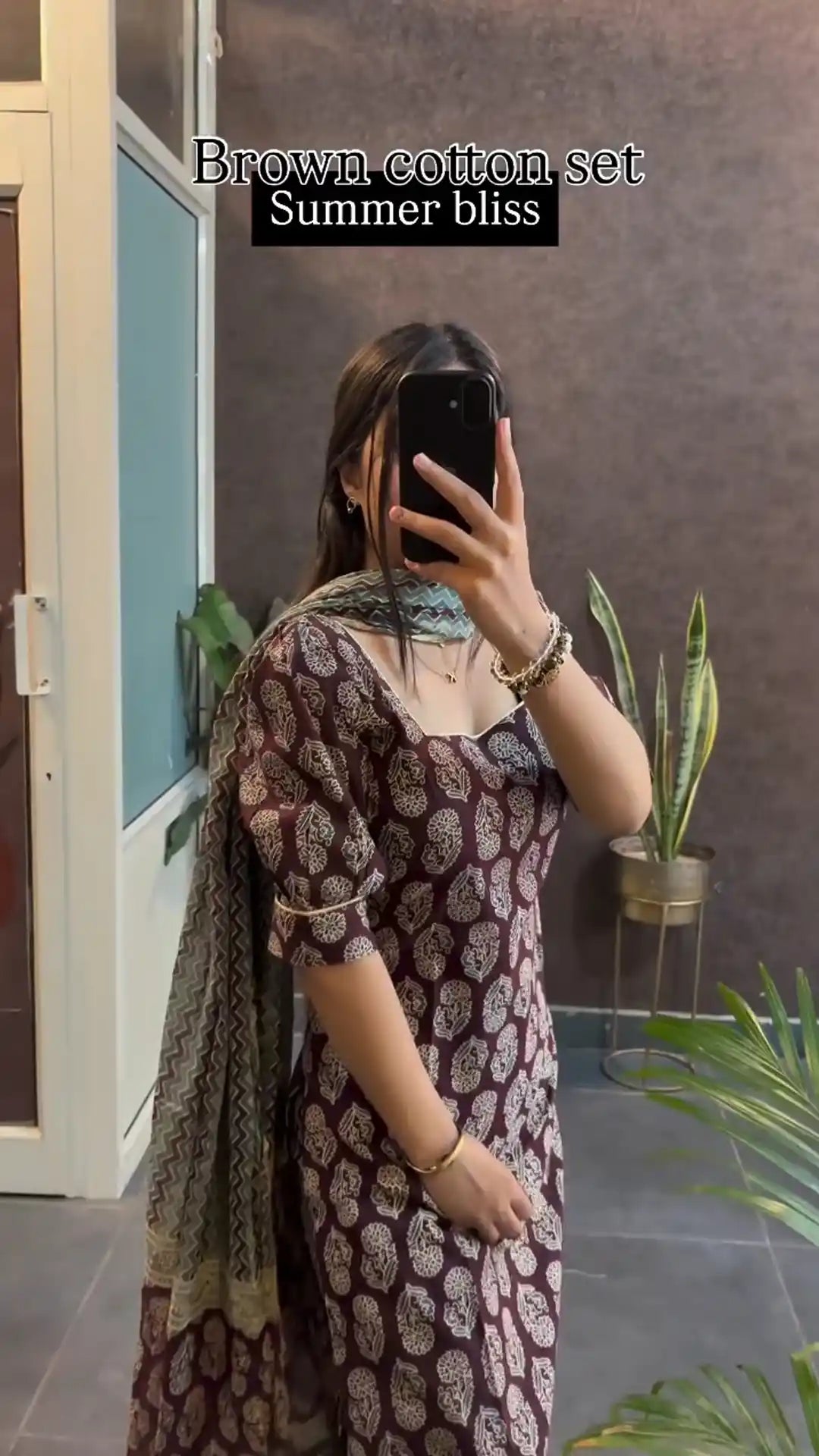 Brown Cotton Set Summer Friendly Suits Sets