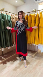 Midnight Bloom Black Printed Kurta Set