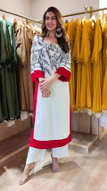 Midnight Bloom White Printed Kurta Set