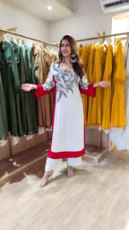 Midnight Bloom White Printed Kurta Set