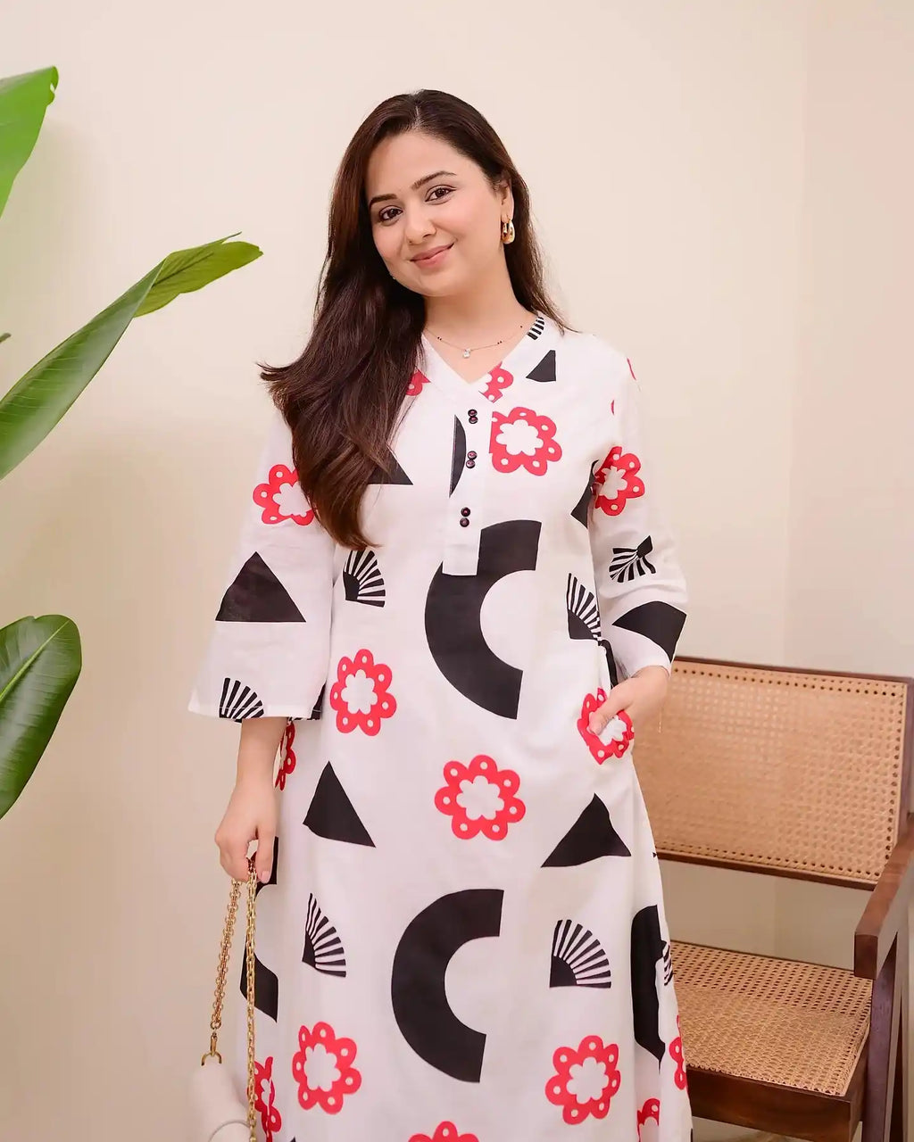 Monochrome Muse Cotton A Line Kurta Set
