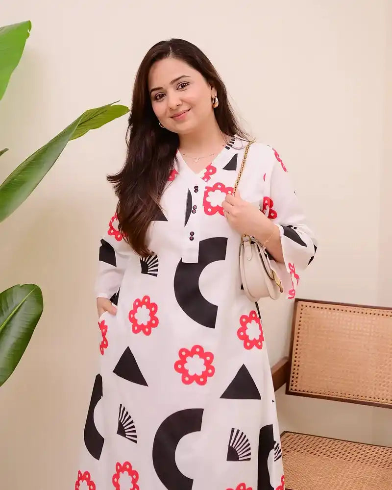 Monochrome Muse Cotton A Line Kurta Set
