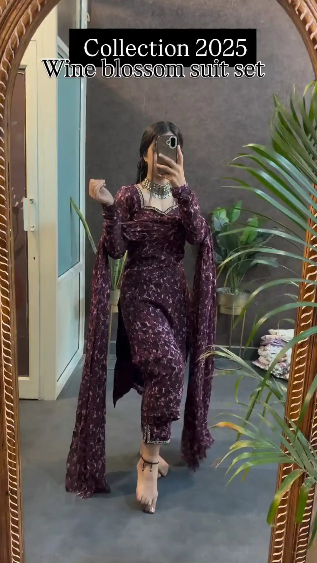 Wine Blossom Festive Suit Set