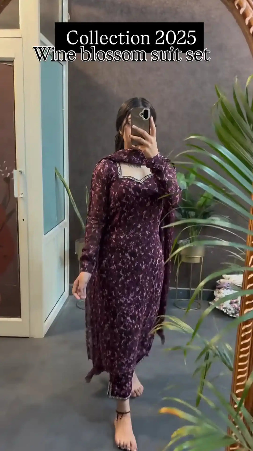 Wine Blossom Festive Suit Set
