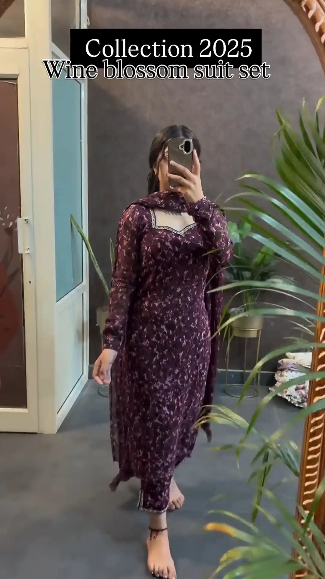 Wine Blossom Festive Suit Set
