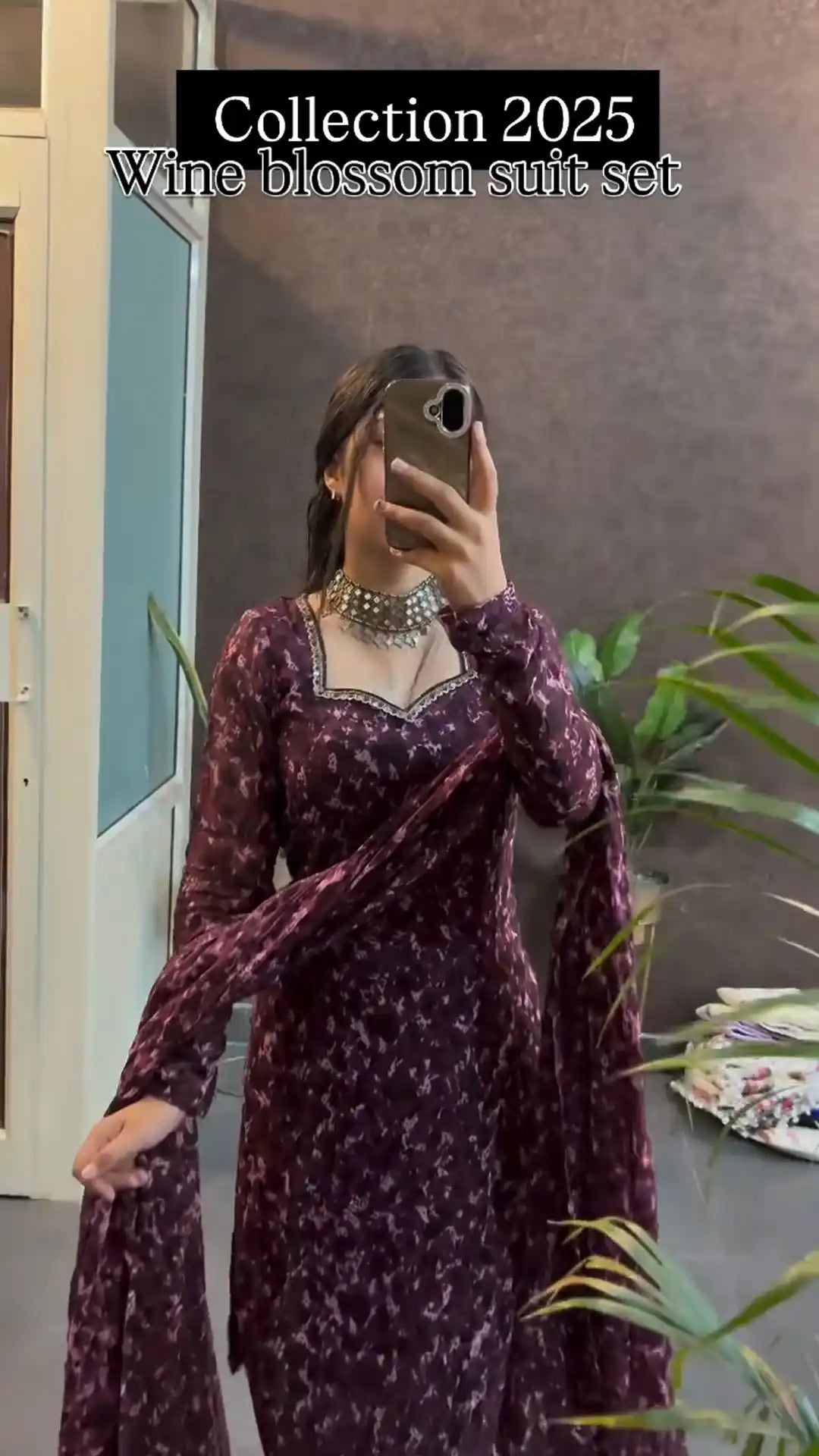 Wine Blossom Festive Suit Set