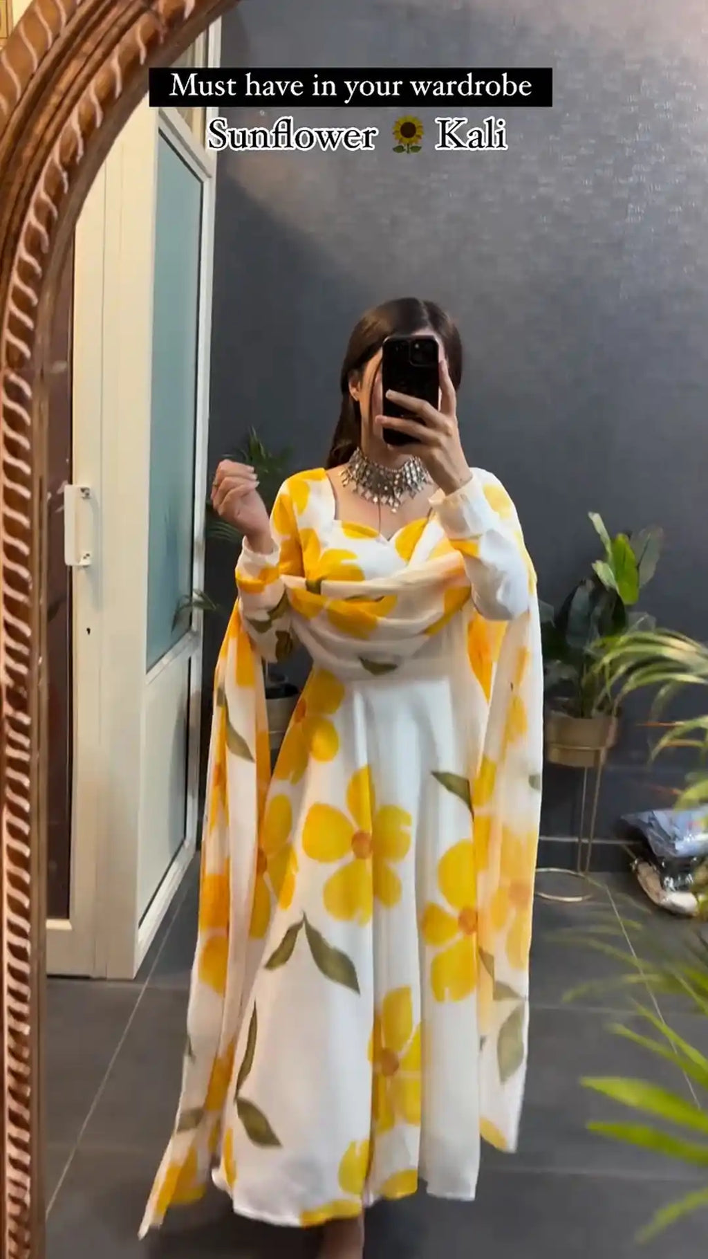 Sunflower Printed Kali Set Kurtas With Dupatta