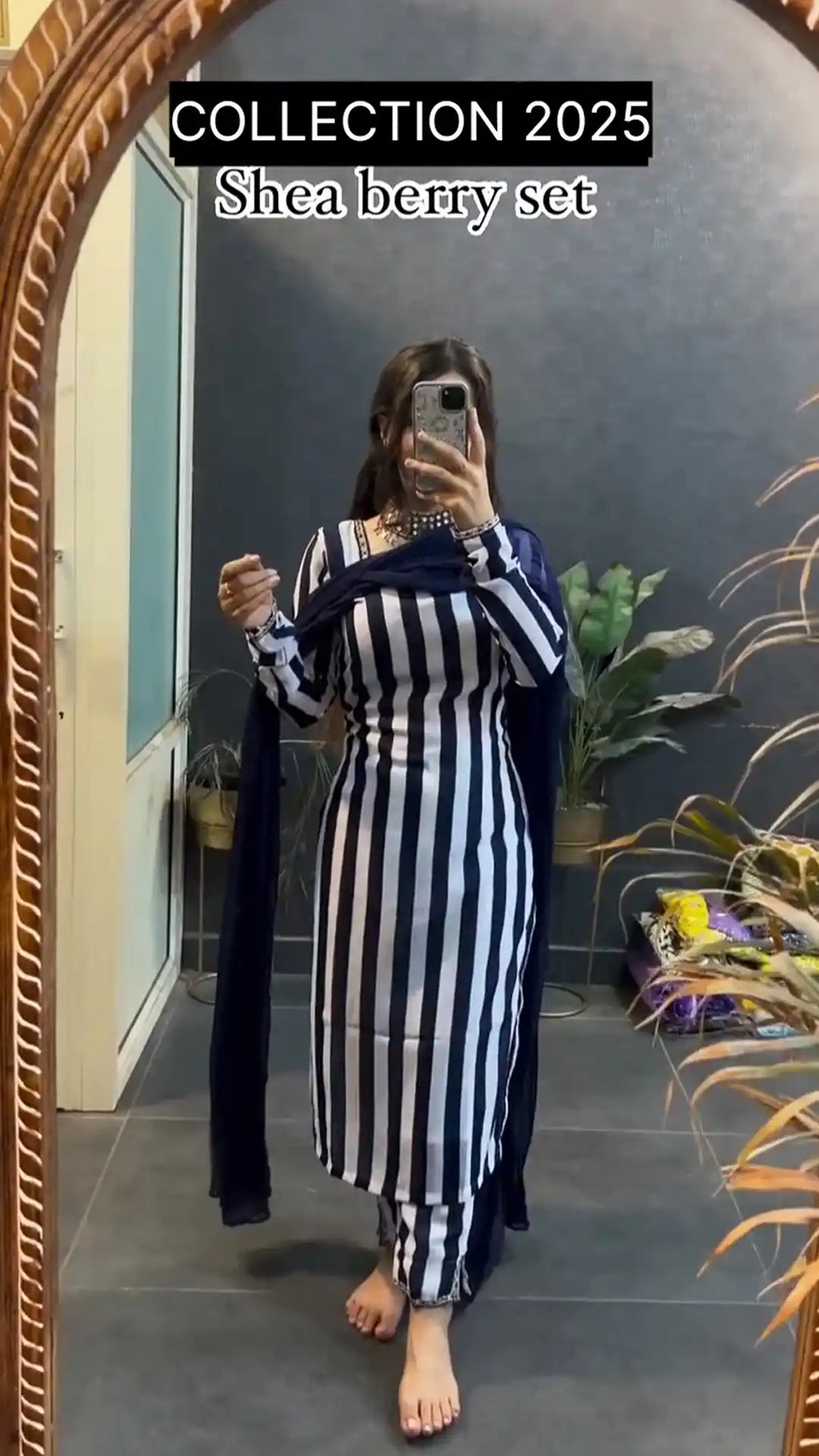 Blue Straight Full Sleeves Shea Berry Kurta And Pant With Dupatta