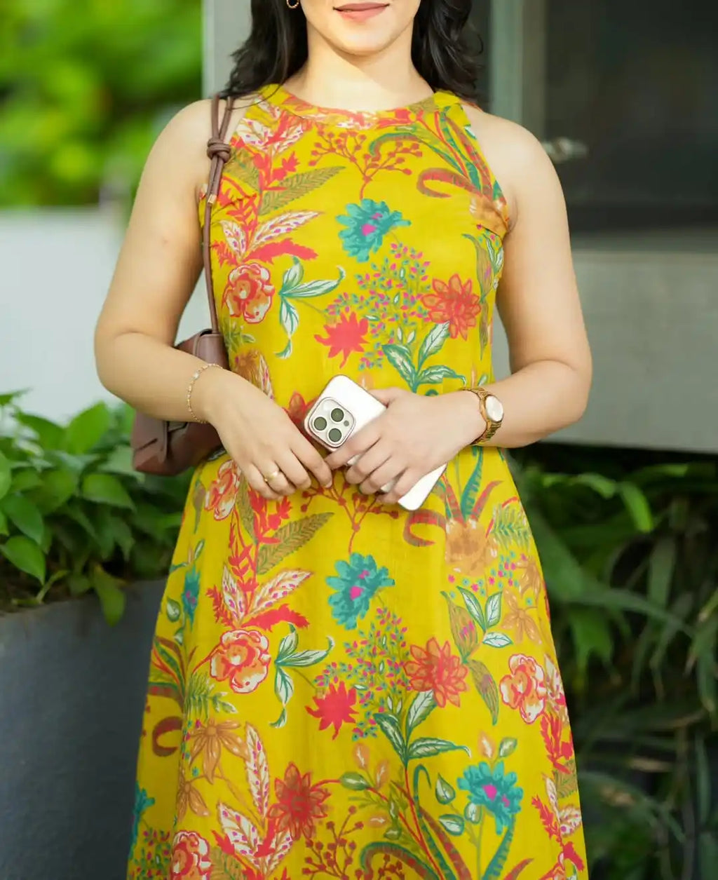 Yellow Floral Sleeveless Kurti With Palazzo Set