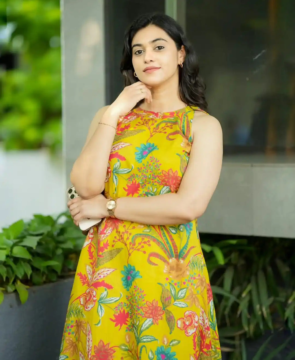 Yellow Floral Sleeveless Kurti With Palazzo Set