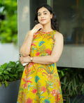 Yellow Floral Sleeveless Kurti With Palazzo Set