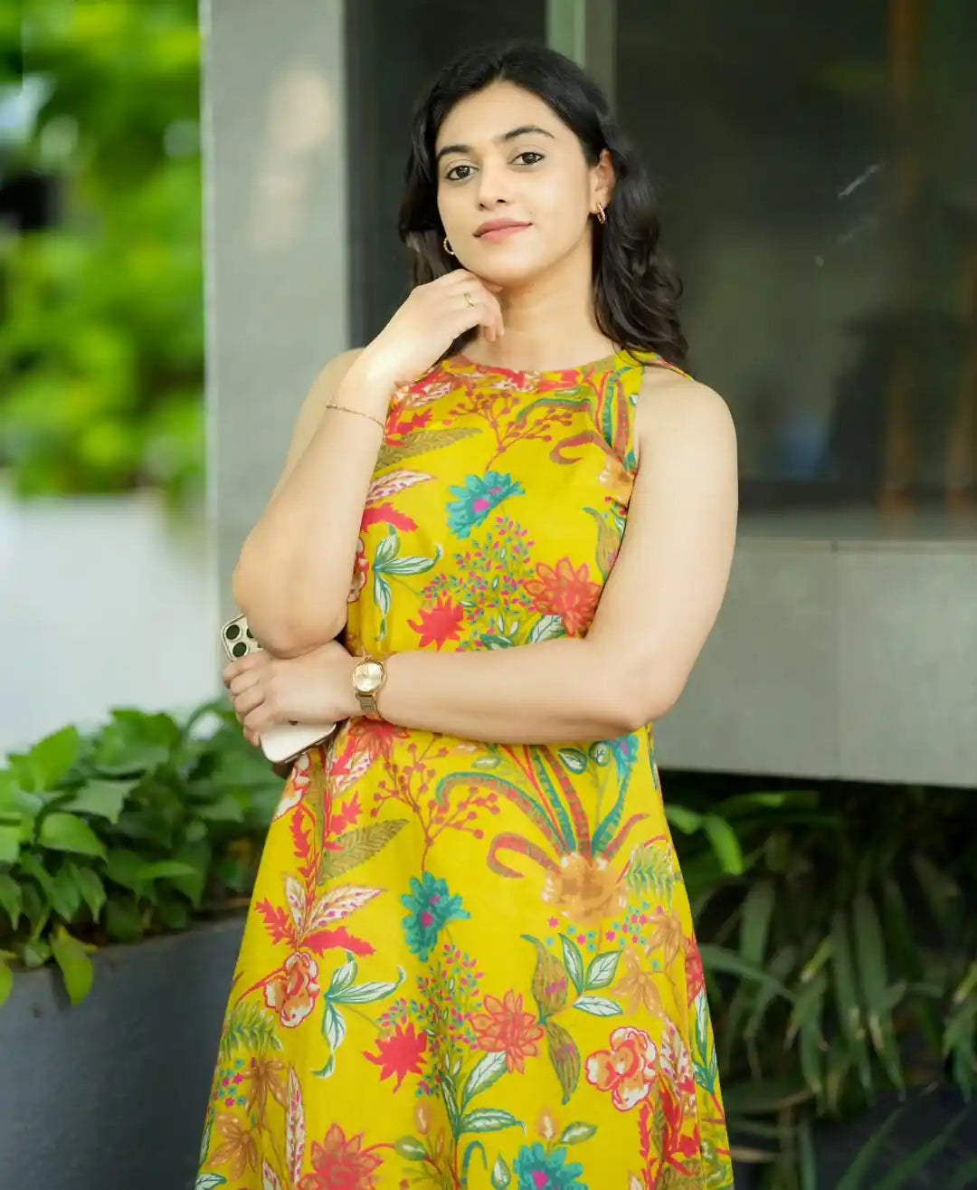 Yellow Floral Sleeveless Kurti With Palazzo Set